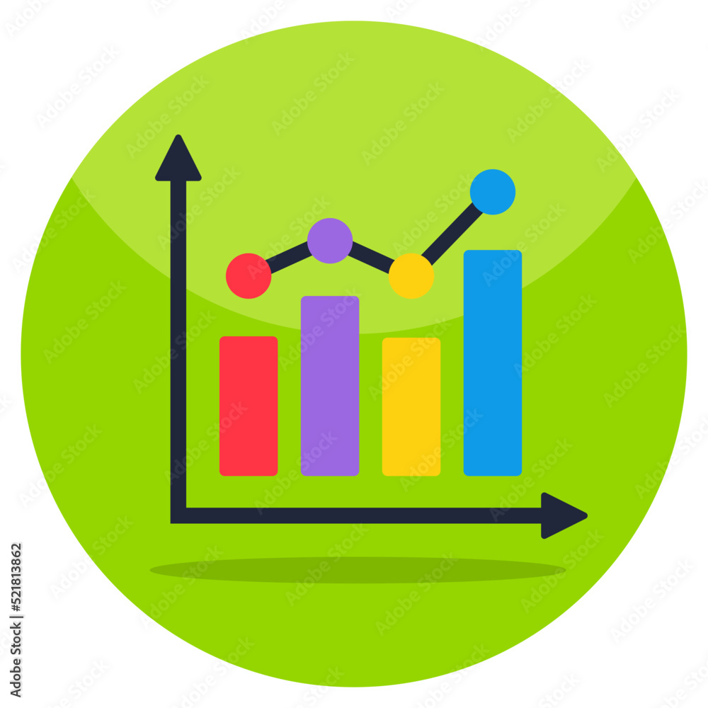 Editable design icon of polyline chart Editable design icon of polyline chart