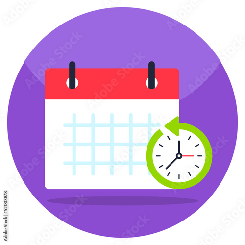 Calendar with clock showing concept of timetable