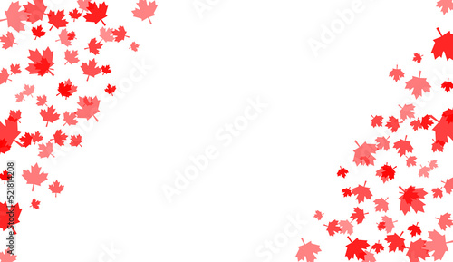 Confetti of multicolored leaves isolated on white background.Falling confetti from minimalistic maple leaves. Empty space for text