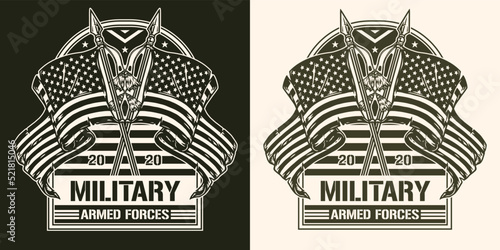Military forces monochrome vintage sticker