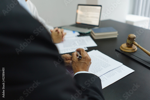 Lawyer and legal concept, Senior lawyer explain contract and give legal advice to businessman