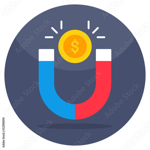 Flat design icon of attract money 