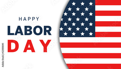 Labor Day greeting card with USA national flag background and text Happy Labor Day