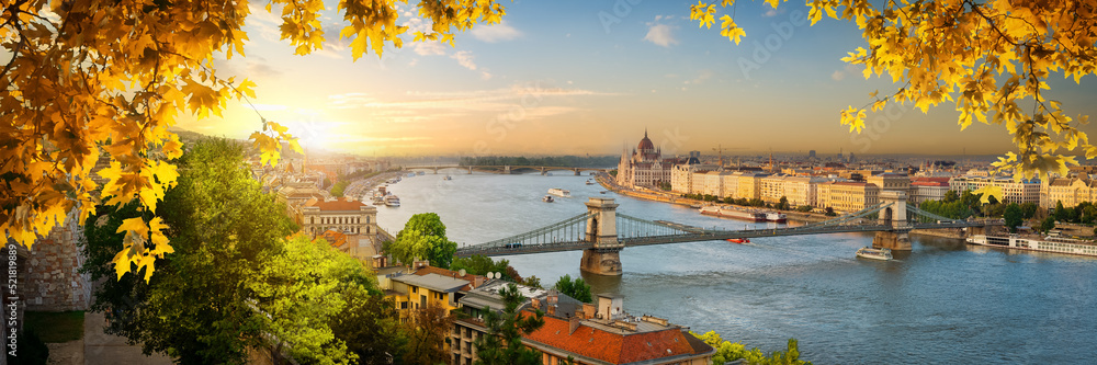Budapest at sunset in autumn