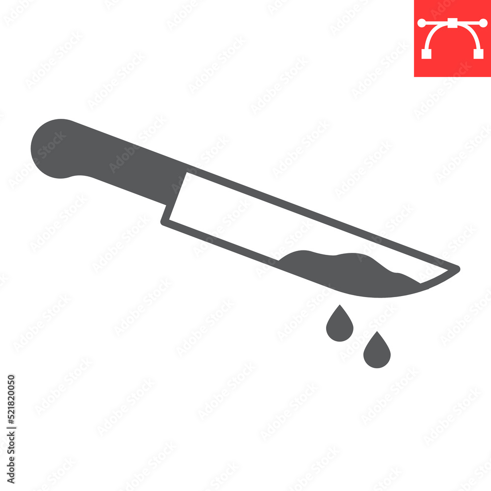 Bloody knife glyph icon, halloween and murder, knife with blood vector icon, vector graphics, editable stroke outline sign, eps 10. Bloody knife glyph icon, halloween and murder, knife with blood vector icon, vector graphics, editable stroke outline sign, eps 10.