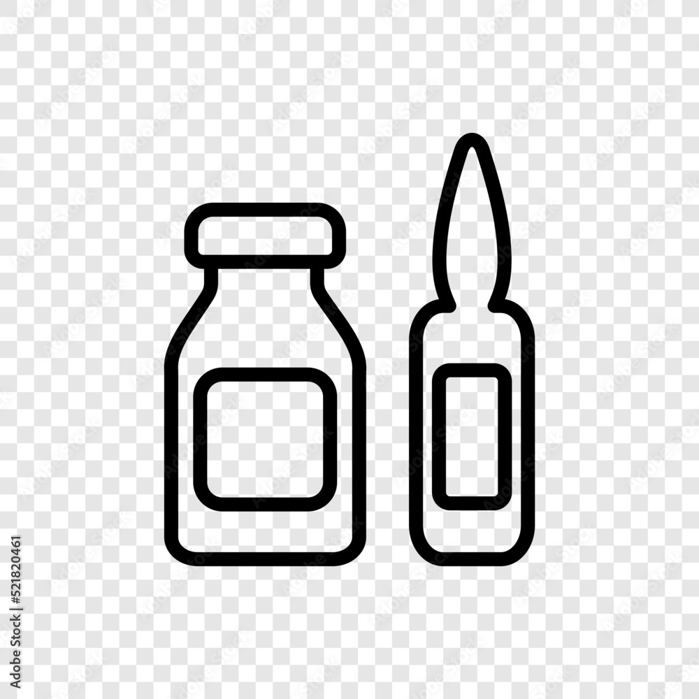 Ampoule simple icon vector. Flat design. Transparent grid.ai Ampoule simple icon vector. Flat design. Transparent grid.ai
