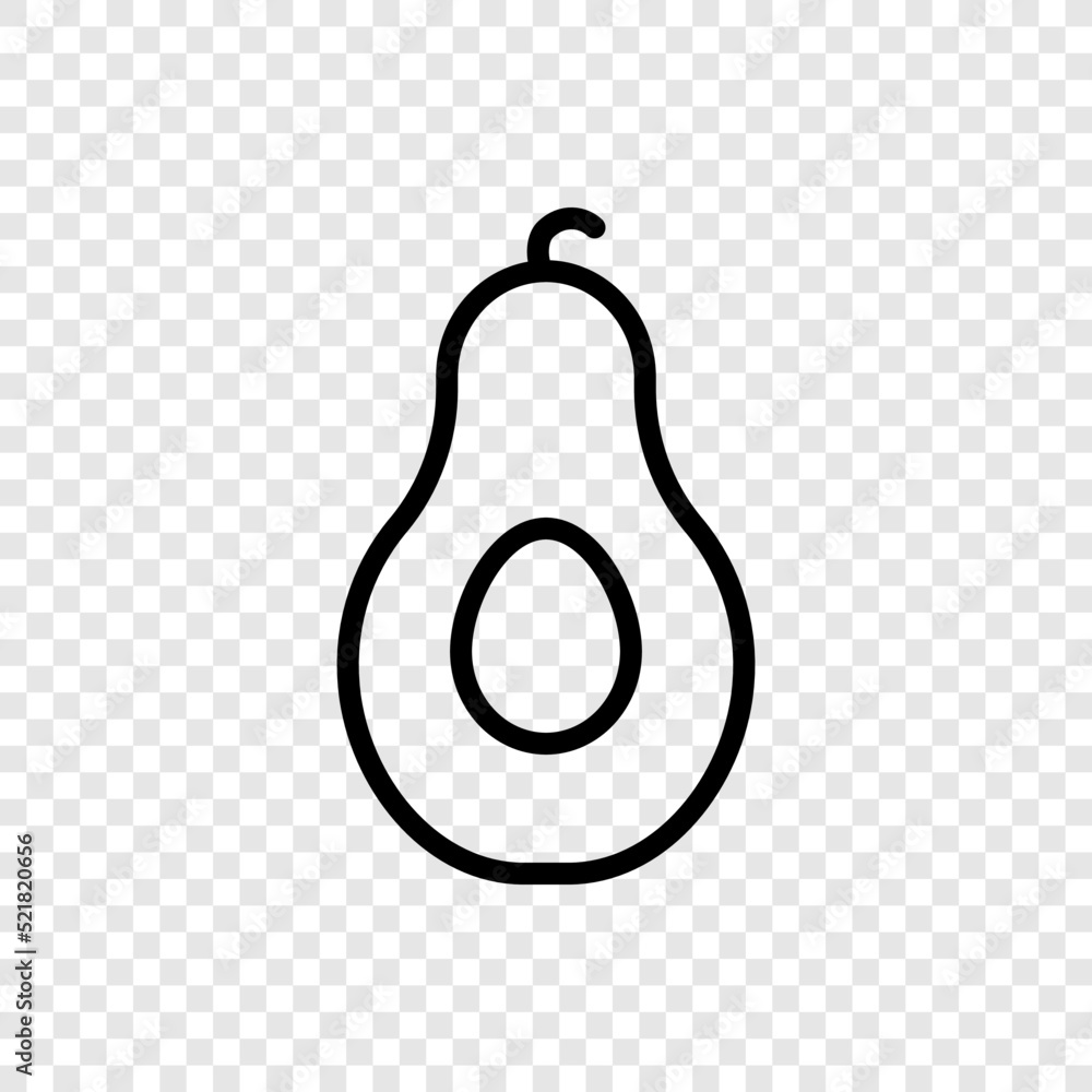 Avocado simple icon vector. Flat design. Transparent grid.ai Avocado simple icon vector. Flat design. Transparent grid.ai