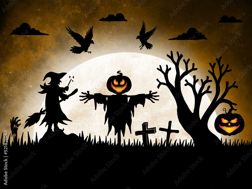 Halloween Moonlight Background Illustration