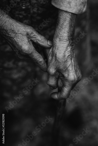 Close-up hands of an old woman.
