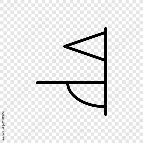 Corner kick flag simple icon vector. Flat design. Transparent grid.ai