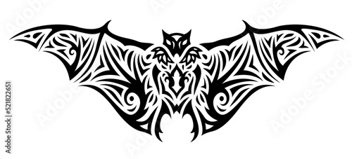 Tribal vector art with black decorative bat