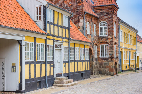 Fotografie, Obraz Historic houses in the central street of Viborg