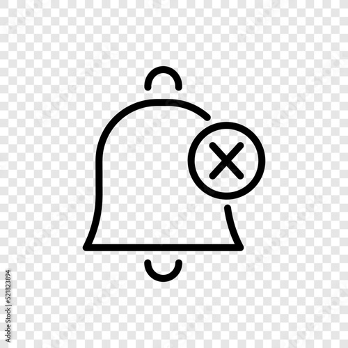 Mute notifications, silent, no sound, no bell logo simple icon vector. Flat design. Transparent grid.ai