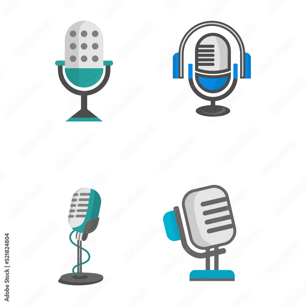 podcast cartoon icon set podcast cartoon icon set
