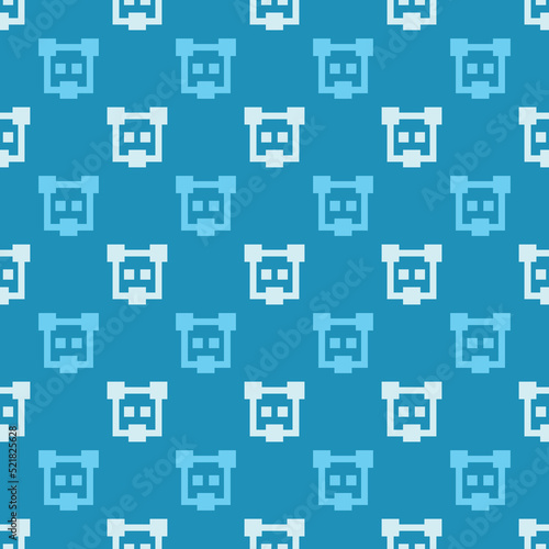 digital pixel head of dog seamless pattern