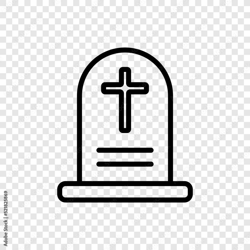 Obraz premium Tombstone simple icon vector. Flat design. Transparent grid.ai
