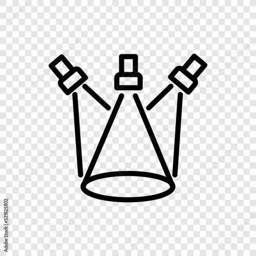 Three spotlights simple icon vector. Flat design. Transparent grid.ai