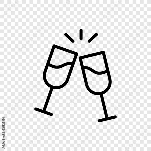 Toasting glasses simple icon vector. Flat design. Transparent grid.ai