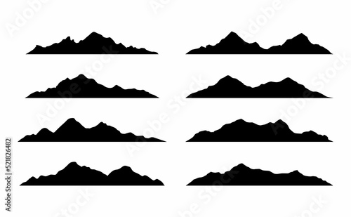 Mountains landscape silhouettes set. vector illlustration