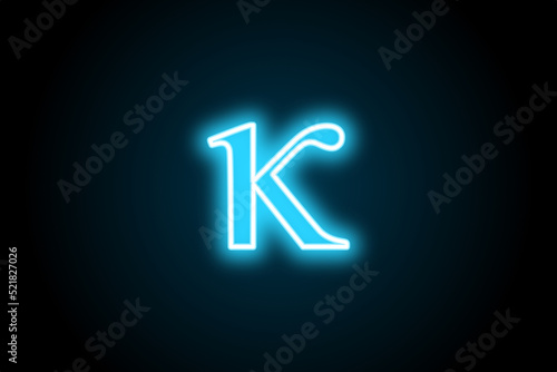 Greek alphabet kappa glowing neon symbol sign  photo