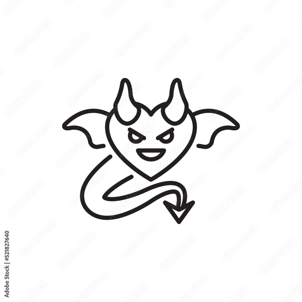 Devil Heart vector Outline Icon Design illustration. Halloween Symbol on White background EPS 10 File Devil Heart vector Outline Icon Design illustration. Halloween Symbol on White background EPS 10 File