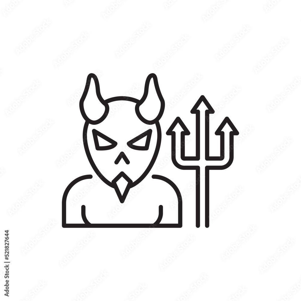 Fototapeta premium Devil vector Outline Icon Design illustration. Halloween Symbol on White background EPS 10 File