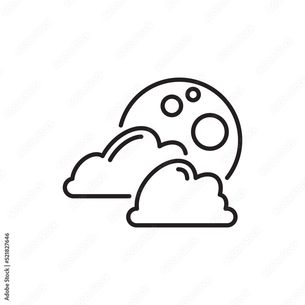 Cloudy Night vector Outline Icon Design illustration. Halloween Symbol on White background EPS 10 File Cloudy Night vector Outline Icon Design illustration. Halloween Symbol on White background EPS 10 File