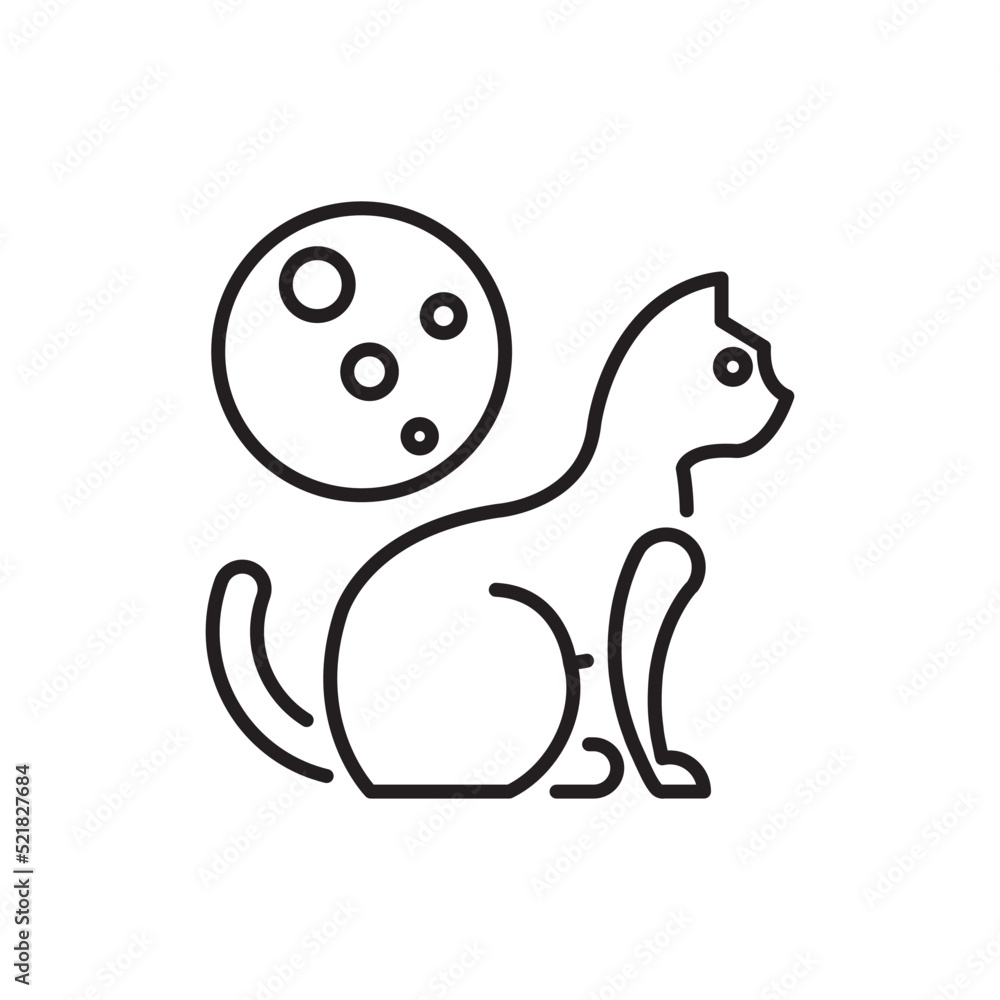 Naklejka premium Black Cat vector Outline Icon Design illustration. Halloween Symbol on White background EPS 10 File
