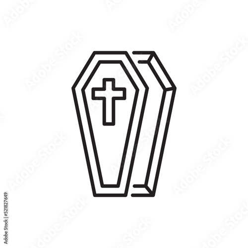 Coffin vector Outline Icon Design illustration. Halloween Symbol on White background EPS 10 File