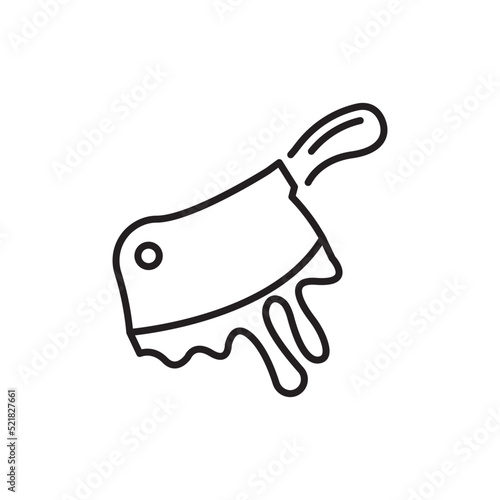 Bloody Cleaver vector Outline Icon Design illustration. Halloween Symbol on White background EPS 10 File