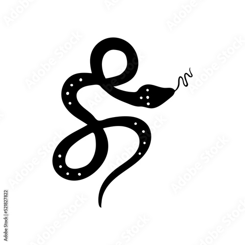 Black silhouette of snake. Vector illustration isolated on white background.