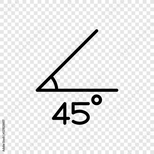 45 degrees angle simple icon vector. Flat design. Transparent grid.ai