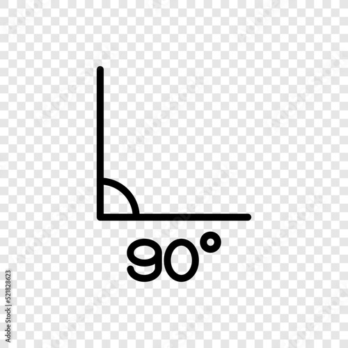 90 degrees angle simple icon vector. Flat design. Transparent grid.ai