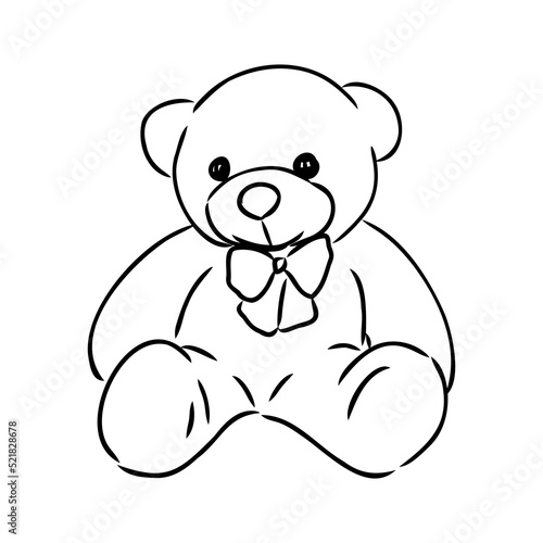 Hand drawn isolated Teddy bear. Doodle vector illustration
