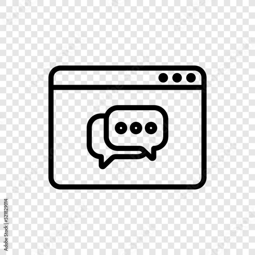 Browser, chat simple icon vector. Flat design. Transparent grid.ai