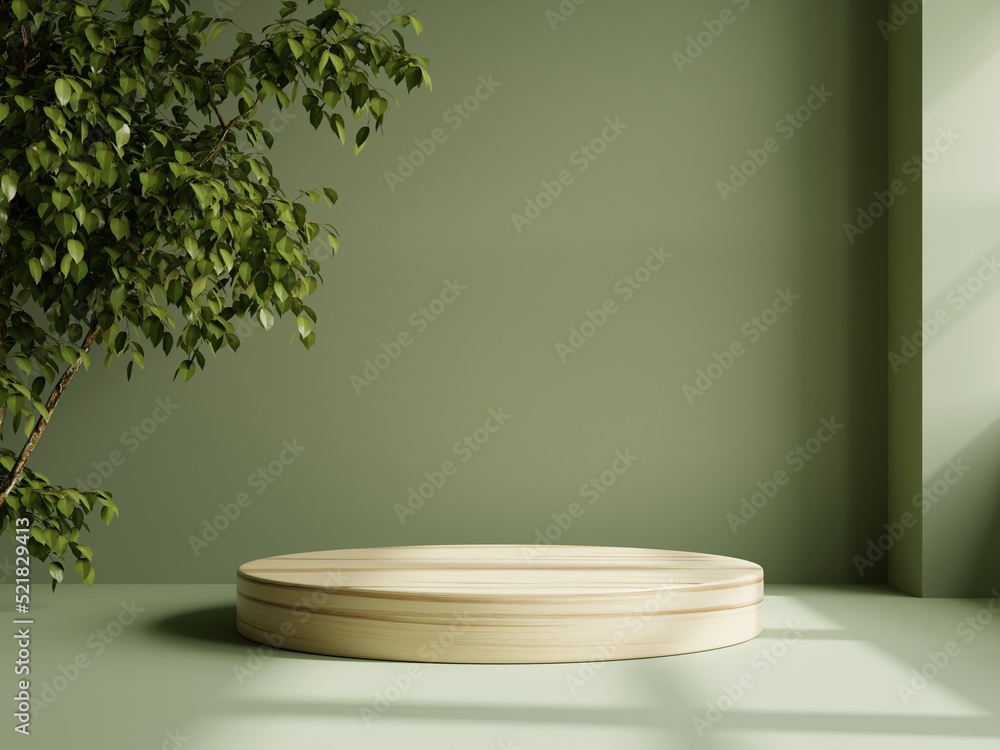 Circle wood pedestal in tropical forest for product presentation and green wall. Circle wood pedestal in tropical forest for product presentation and green wall.