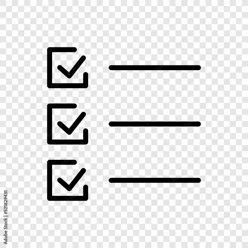 Checklist simple icon vector. Flat design. Transparent grid.ai Checklist simple icon vector. Flat design. Transparent grid.ai