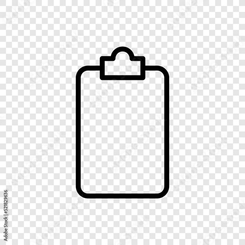 Clipboard, empty simple icon vector. Flat design. Transparent grid.ai