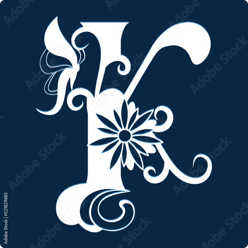 Beautiful butterfly floral alphabet capital letters.