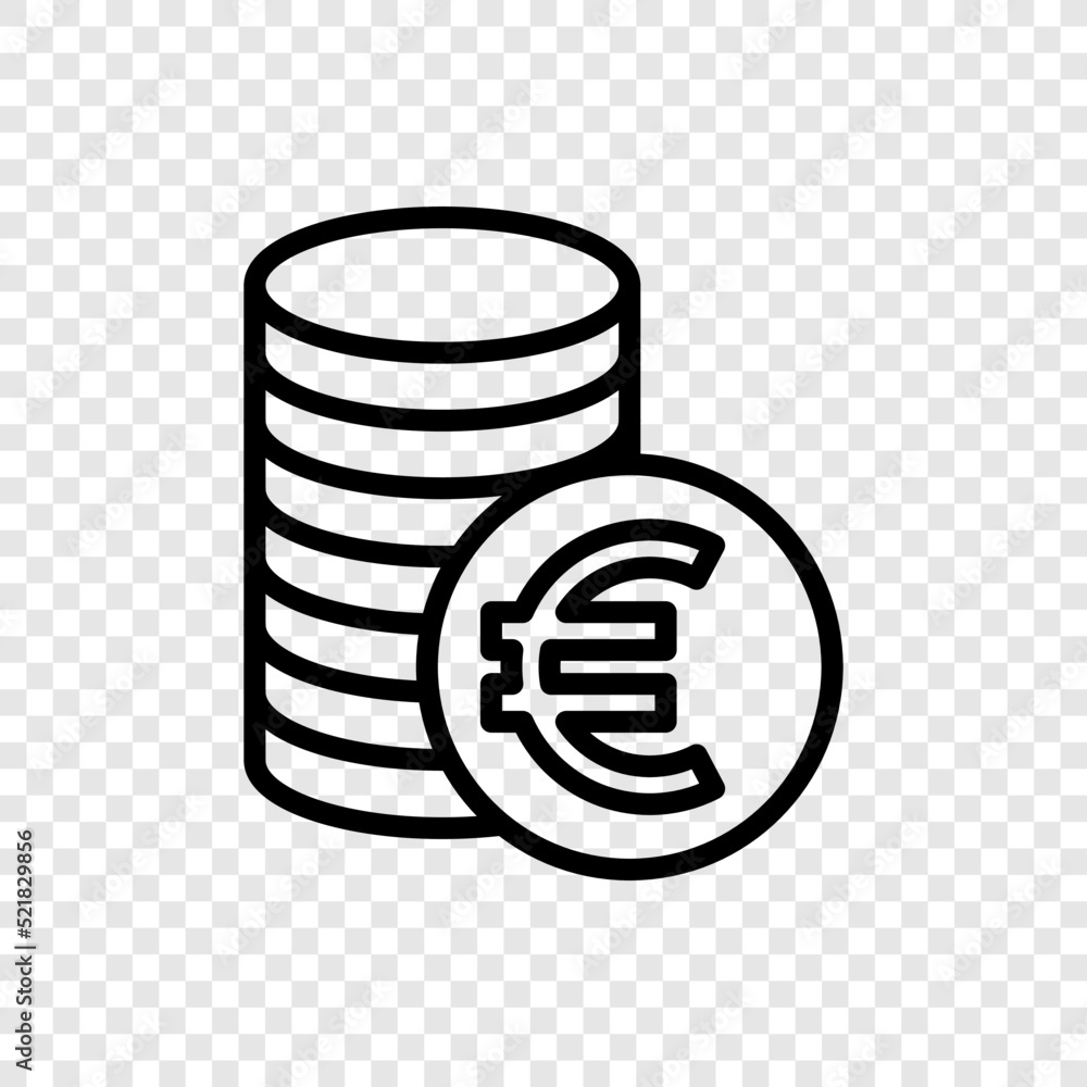 Euro coins simple icon vector. Flat design. Transparent grid.ai Euro coins simple icon vector. Flat design. Transparent grid.ai