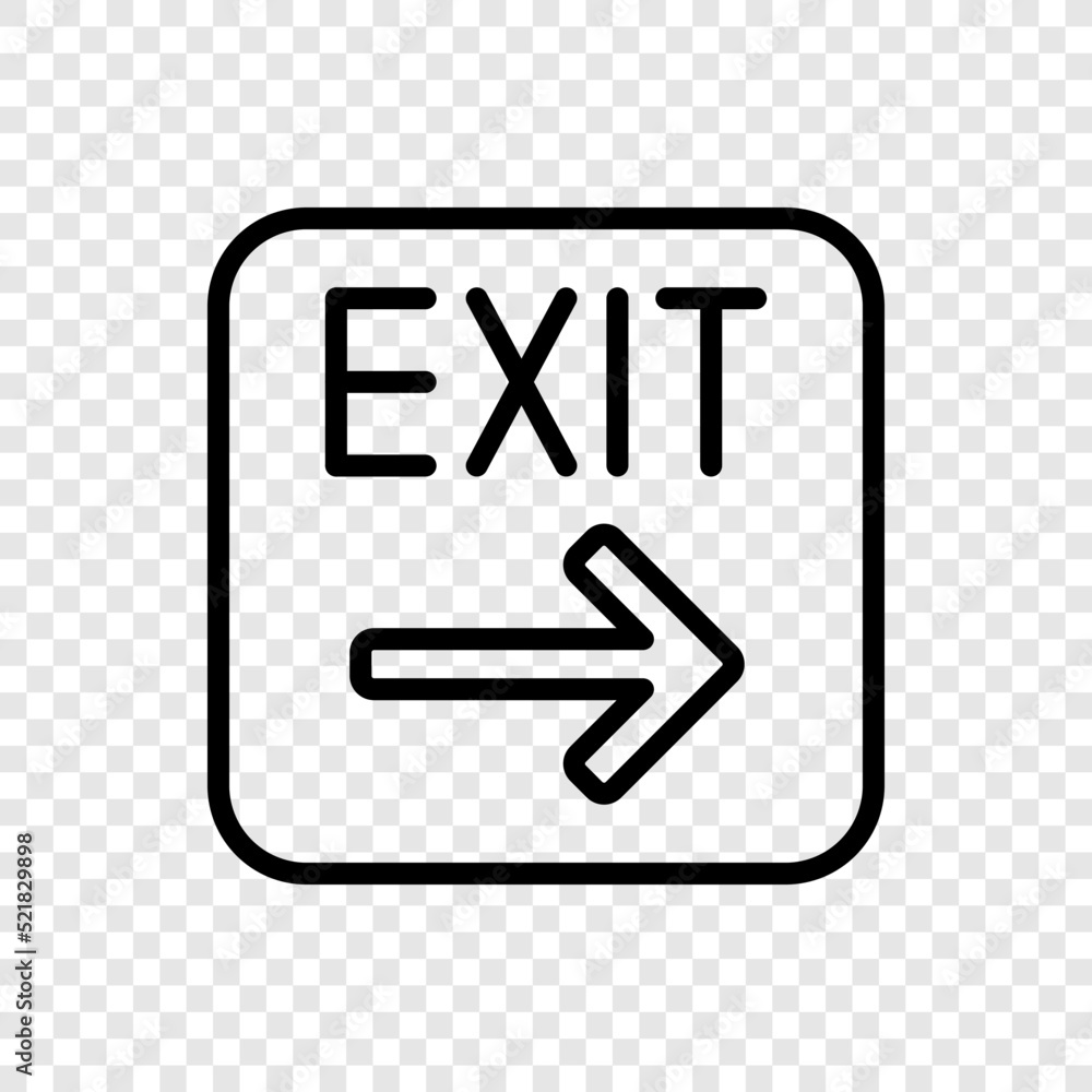 Exit, arrow simple icon vector. Flat design. Transparent grid.ai Exit, arrow simple icon vector. Flat design. Transparent grid.ai