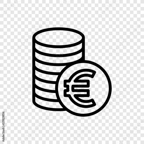 Euro coins simple icon vector. Flat design. Transparent grid.ai