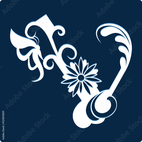 Beautiful butterfly floral alphabet capital letters.
