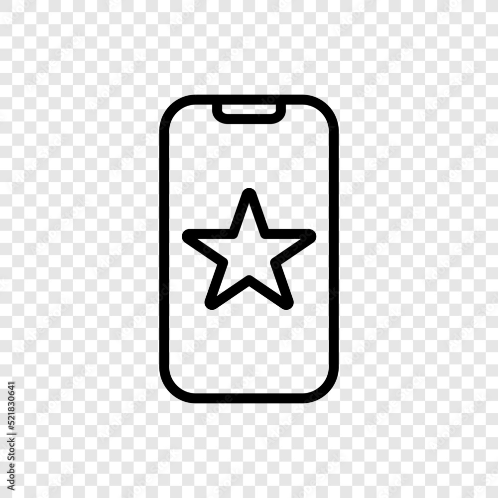 Mobile phone with star, app rate simple icon vector. Flat design. Transparent grid.ai Mobile phone with star, app rate simple icon vector. Flat design. Transparent grid.ai