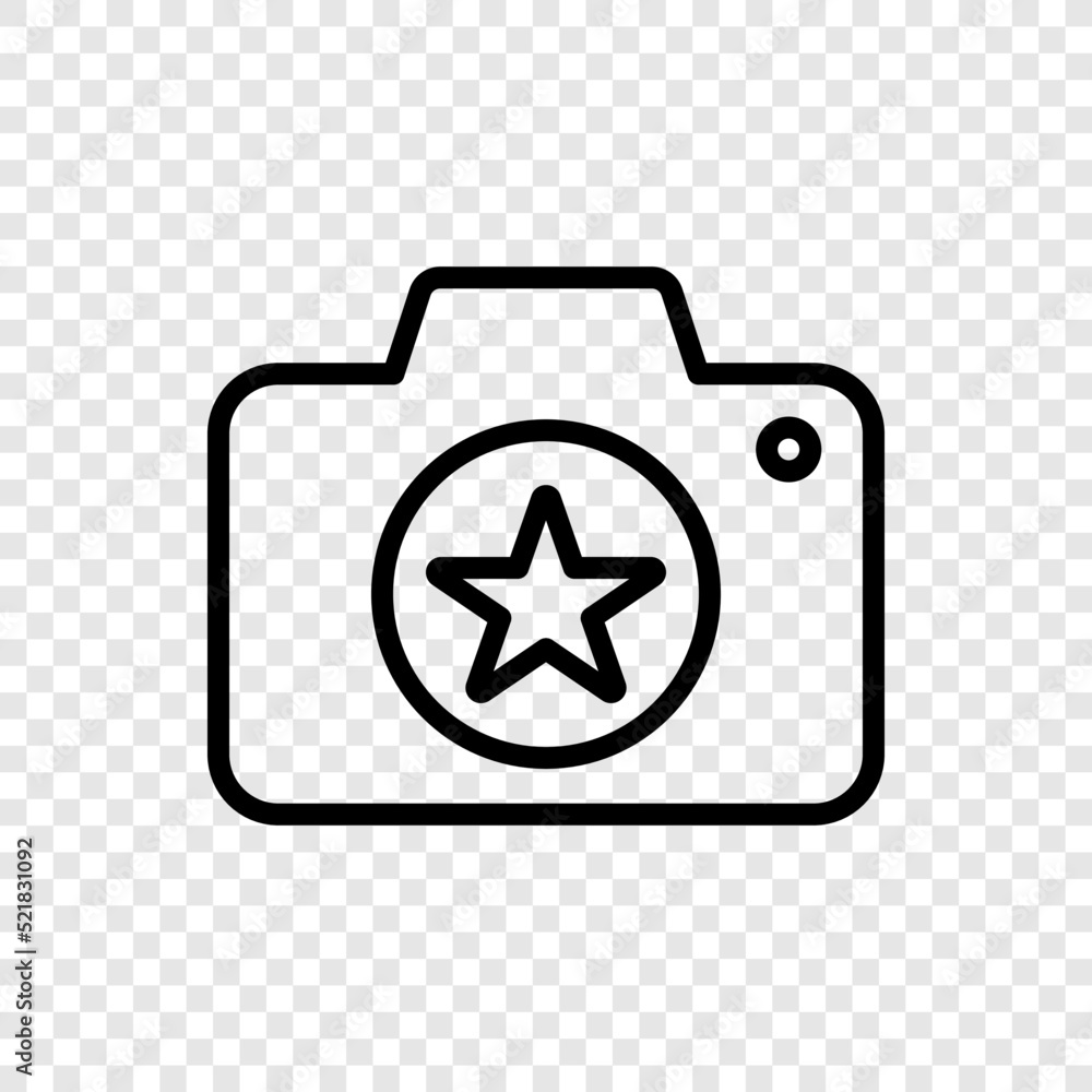 Photo camera with star simple icon vector. Flat design. Transparent grid.ai Photo camera with star simple icon vector. Flat design. Transparent grid.ai