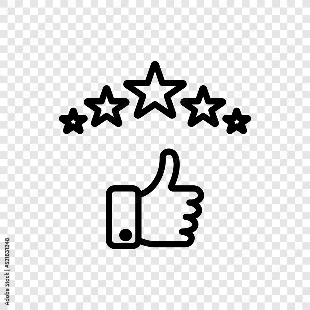 Rate of service, five star simple icon vector. Flat design. Transparent grid.ai Rate of service, five star simple icon vector. Flat design. Transparent grid.ai