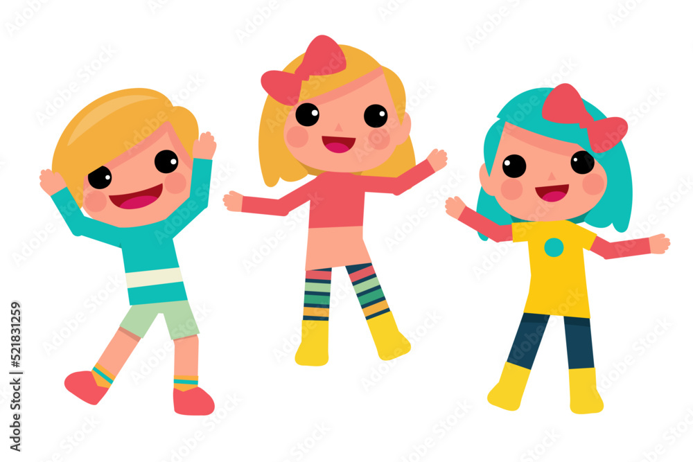 Happy Children boy and girl Funny cartoon character design. Design for banner, layout, annual report, web, flyer, brochure, ad. Happy Children boy and girl Funny cartoon character design. Design for banner, layout, annual report, web, flyer, brochure, ad.