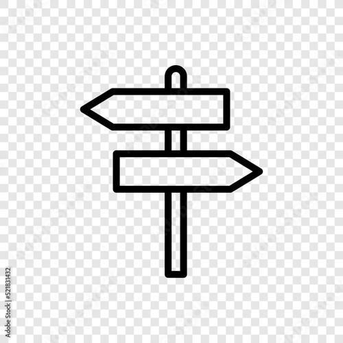 Signpost simple icon vector. Flat design. Transparent grid.ai