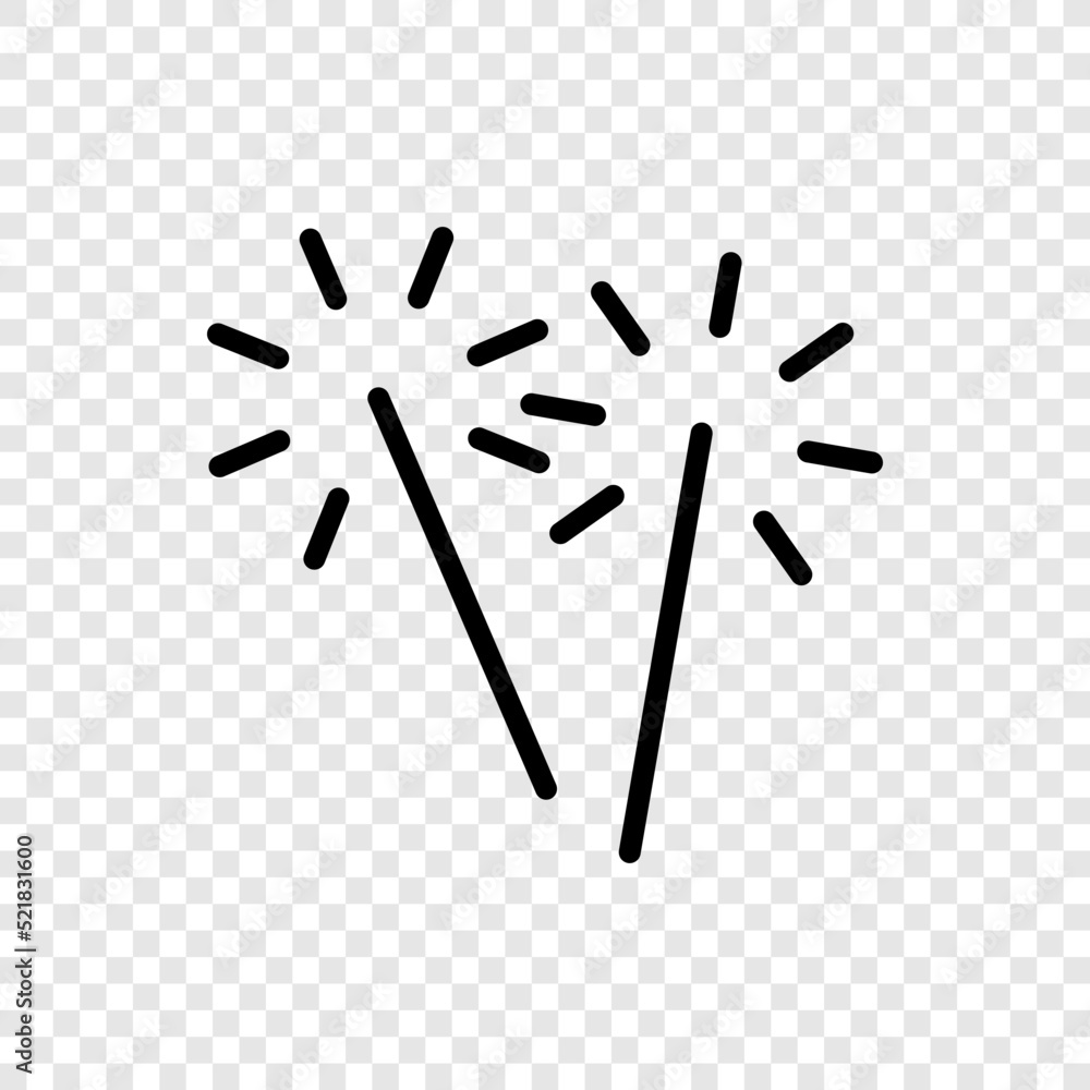 Sparkler, bengal fire logo simple icon vector. Flat design. Transparent grid.ai Sparkler, bengal fire logo simple icon vector. Flat design. Transparent grid.ai