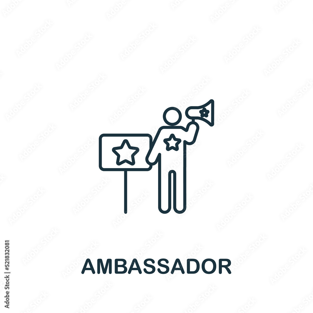 Ambassador icon. Monochrome simple Community icon for templates, web design and infographics Ambassador icon. Monochrome simple Community icon for templates, web design and infographics